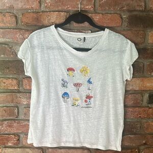 Anthropologie Akemi + Kin Mushrooms Graphic T-Shirt Extra Small Petite
